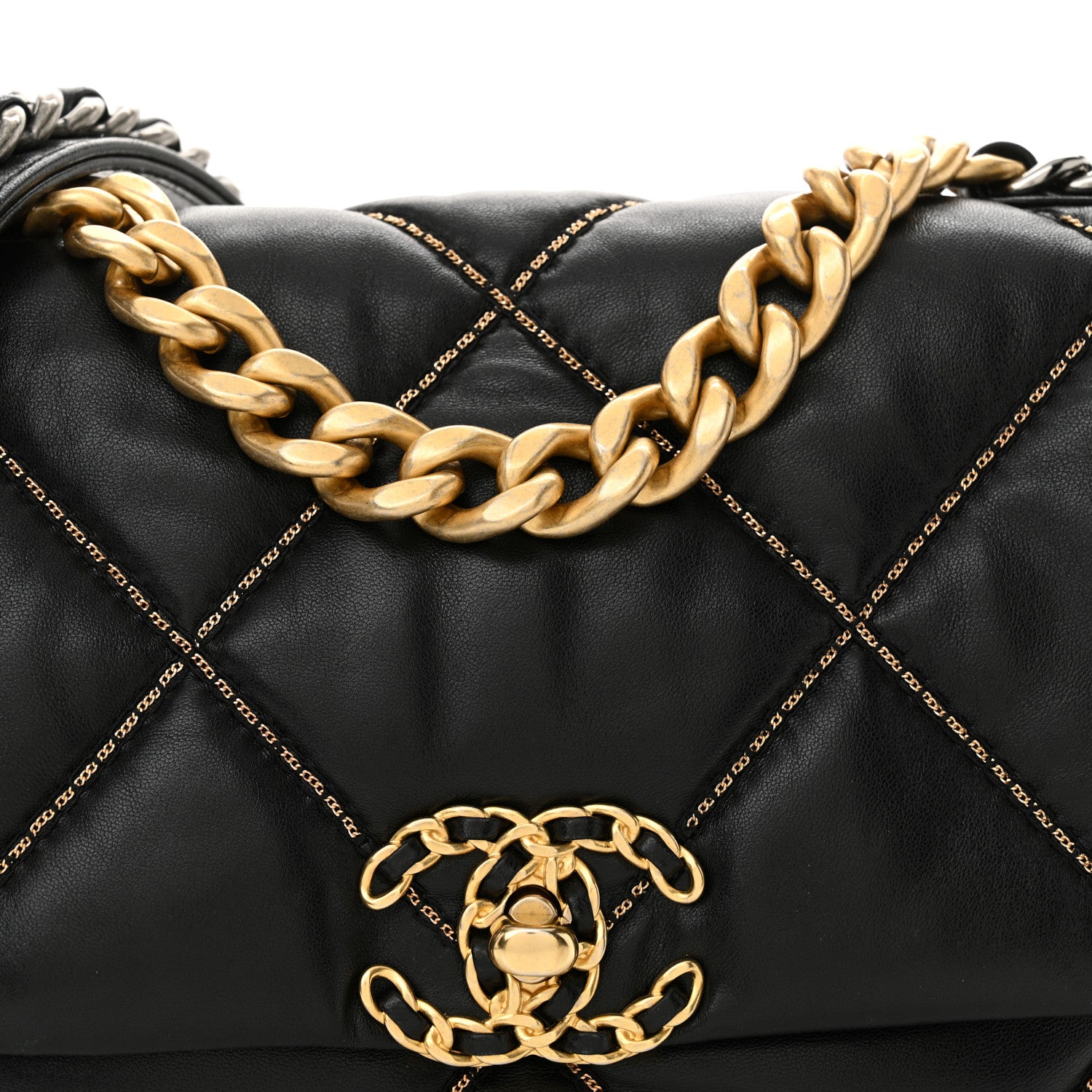 Chanel Lambskin Chain Quilted Medium Chanel 19 Flap Black 8 of 13