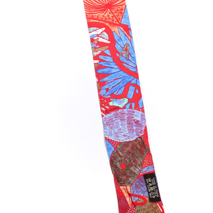 Hermes Silk Chacun Fait Son Nid Twilly Rouge Bleu Violet 3 of 4