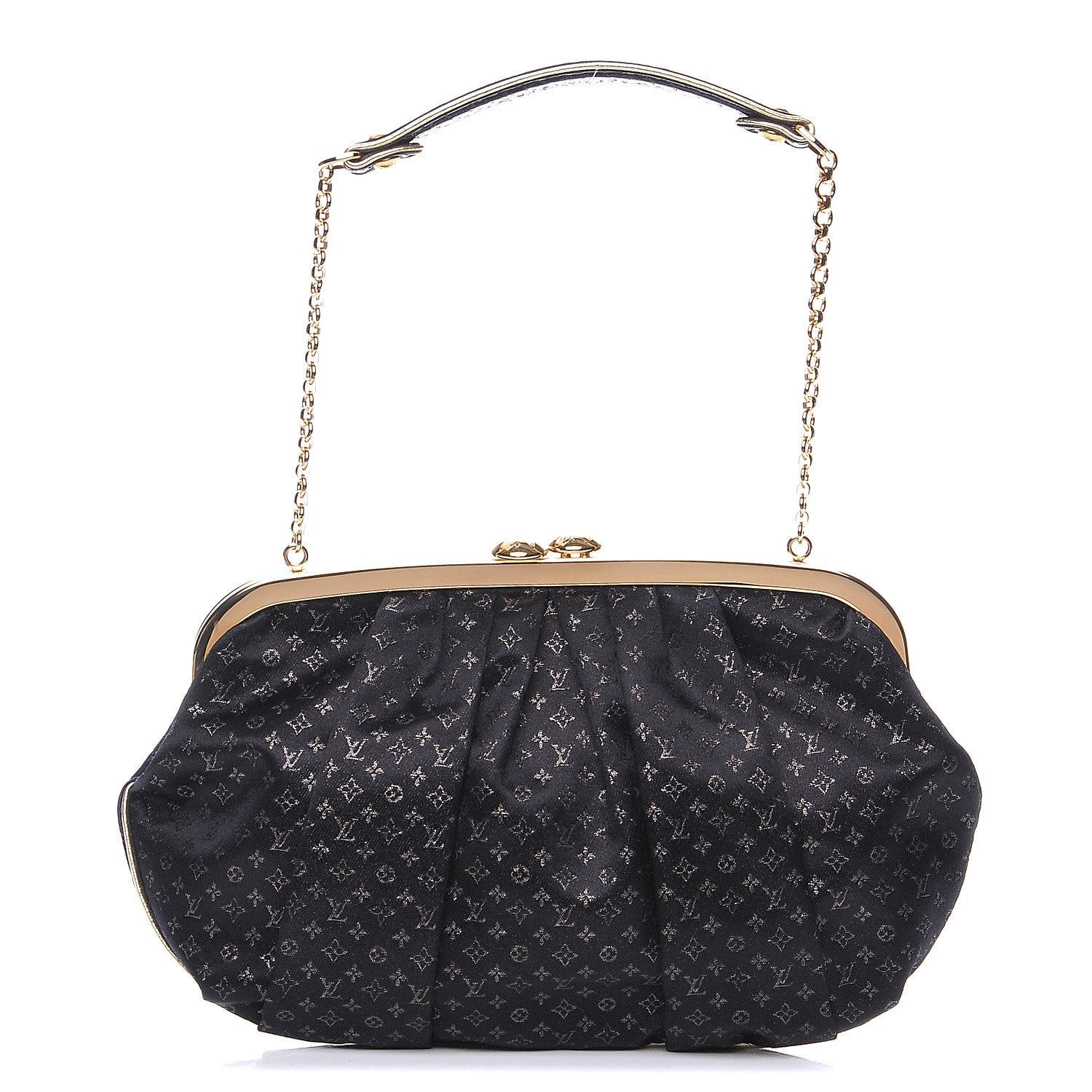 Louis Vuitton Satin Monogram Aumoniere Clutch Black 1 of 8