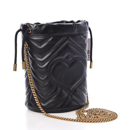 Gucci Calfskin Matelasse Mini GG Marmont 2.0 Bucket Bag Black 3 of 10