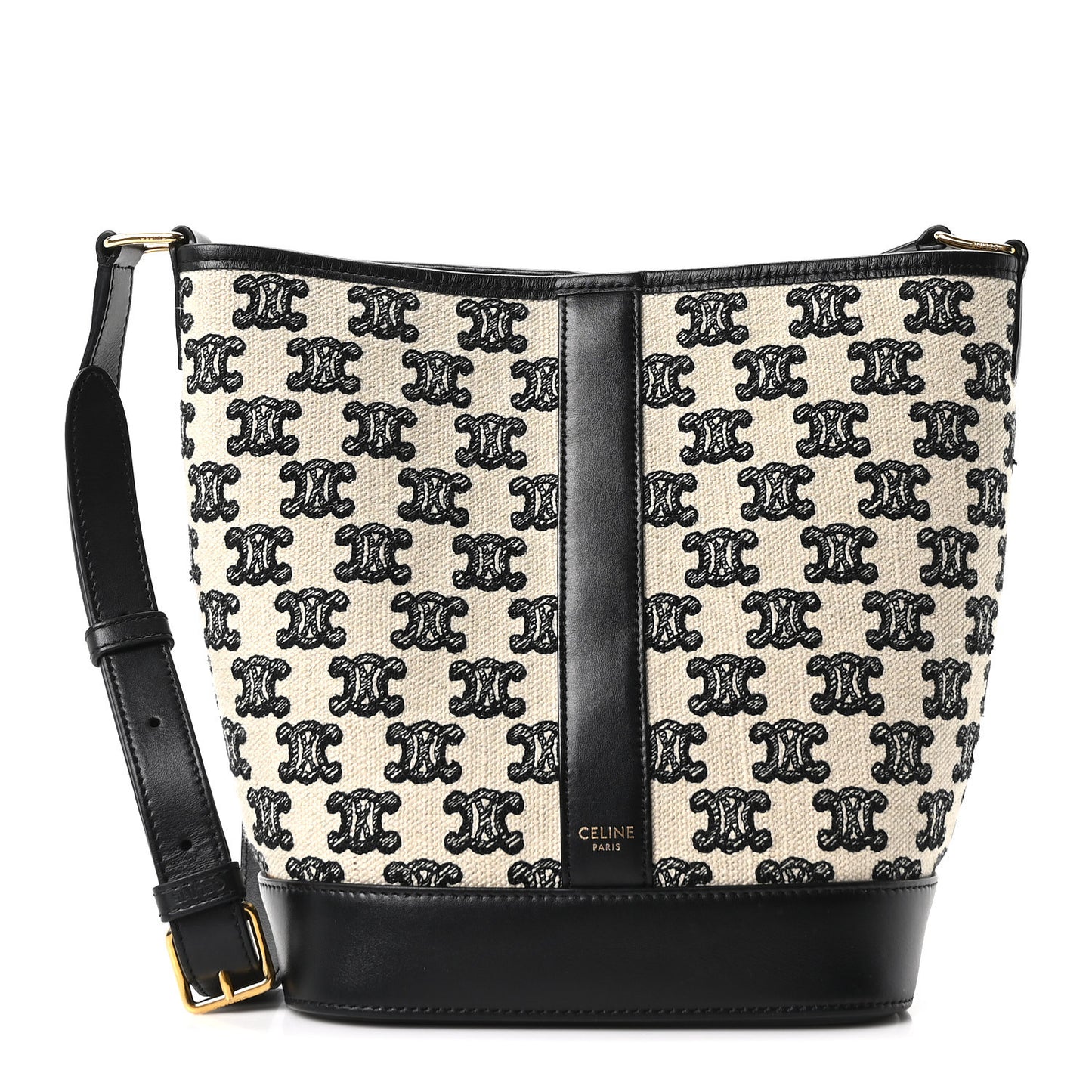 Canvas Calfskin Triomphe Embroidered Small Bucket Bag