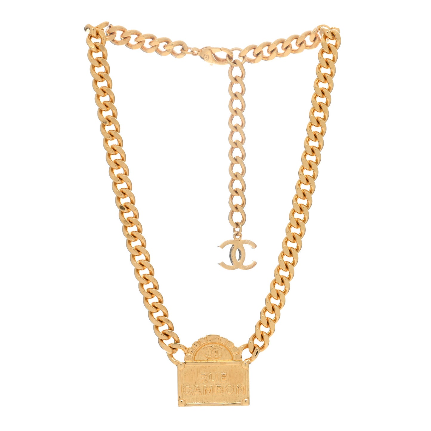 Metal Chain Link CC Rue Cambon Choker Necklace Gold