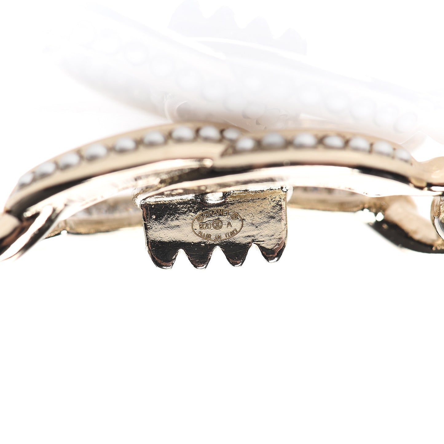 Pearl Crystal Chain CC Hair Clip Barrette Gold