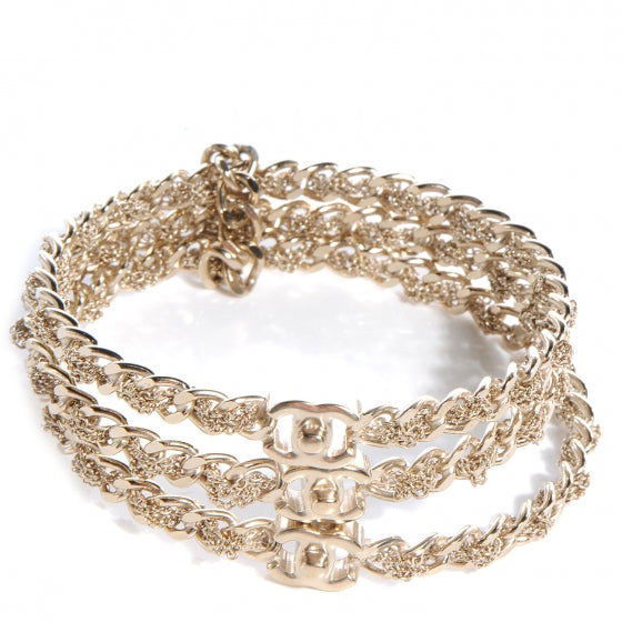 Chain Bangle Set of 3 Light Gold Medium