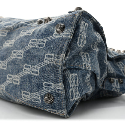 Balenciaga Denim BB Monogram Neo Cagole City Handbag Blue 12 of 17
