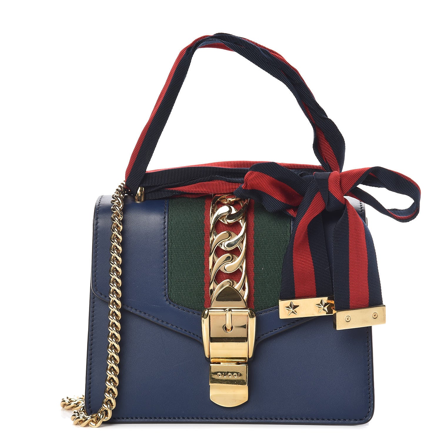 Gucci Calfskin Mini Sylvie Chain Shoulder Bag Blue Agata 1 of 10