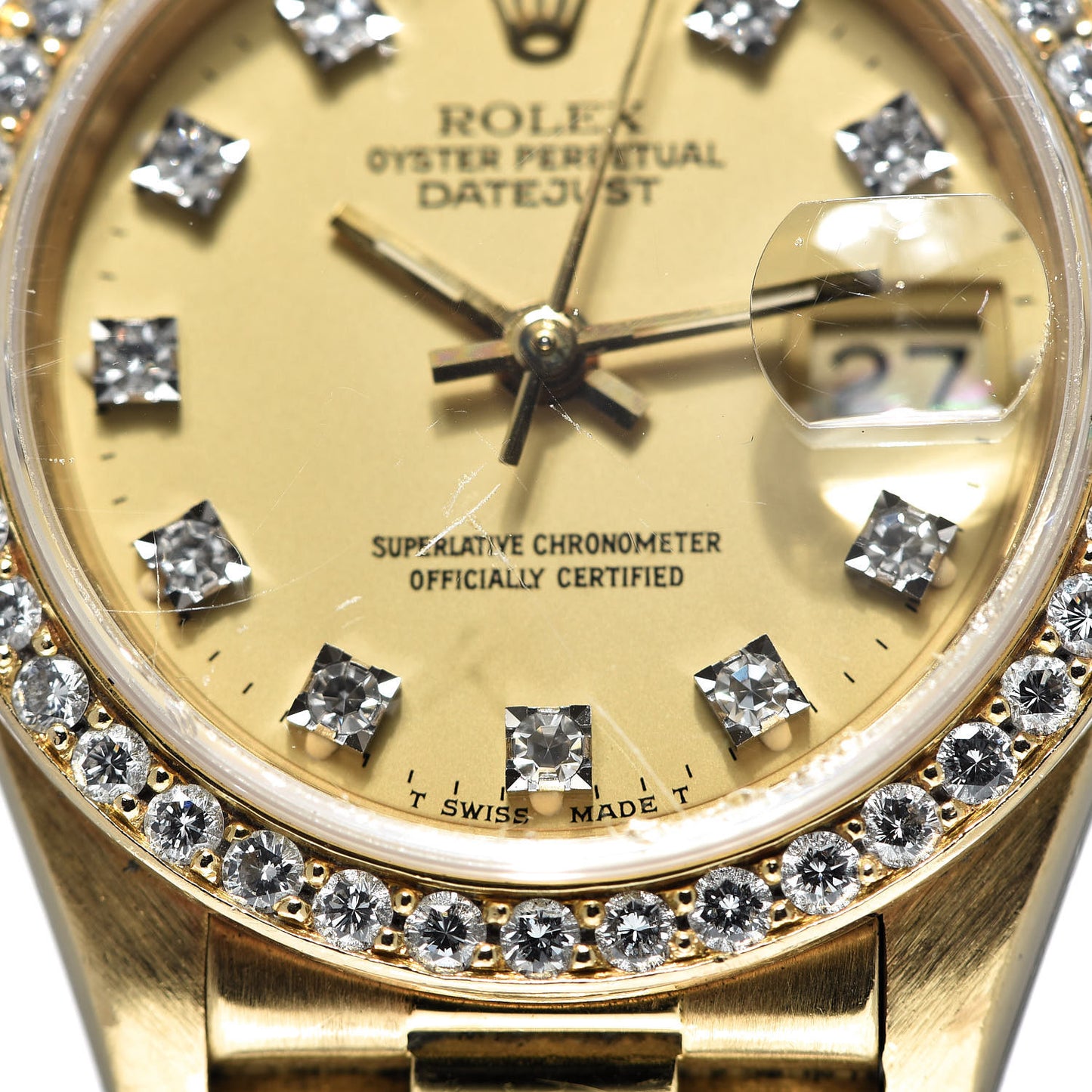 18K Yellow Gold Diamond 26mm Datejust President Watch Champagne 69138