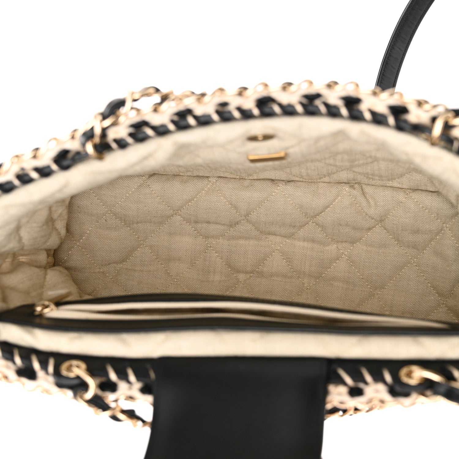 Chanel Cotton Crochet Le Panier Small Shopping Bag Beige Pink Black 5 of 10