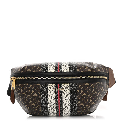 Burberry E-Canvas Monogram Stripe Medium Sonny Bum Bag Bridle Brown 1 of 11