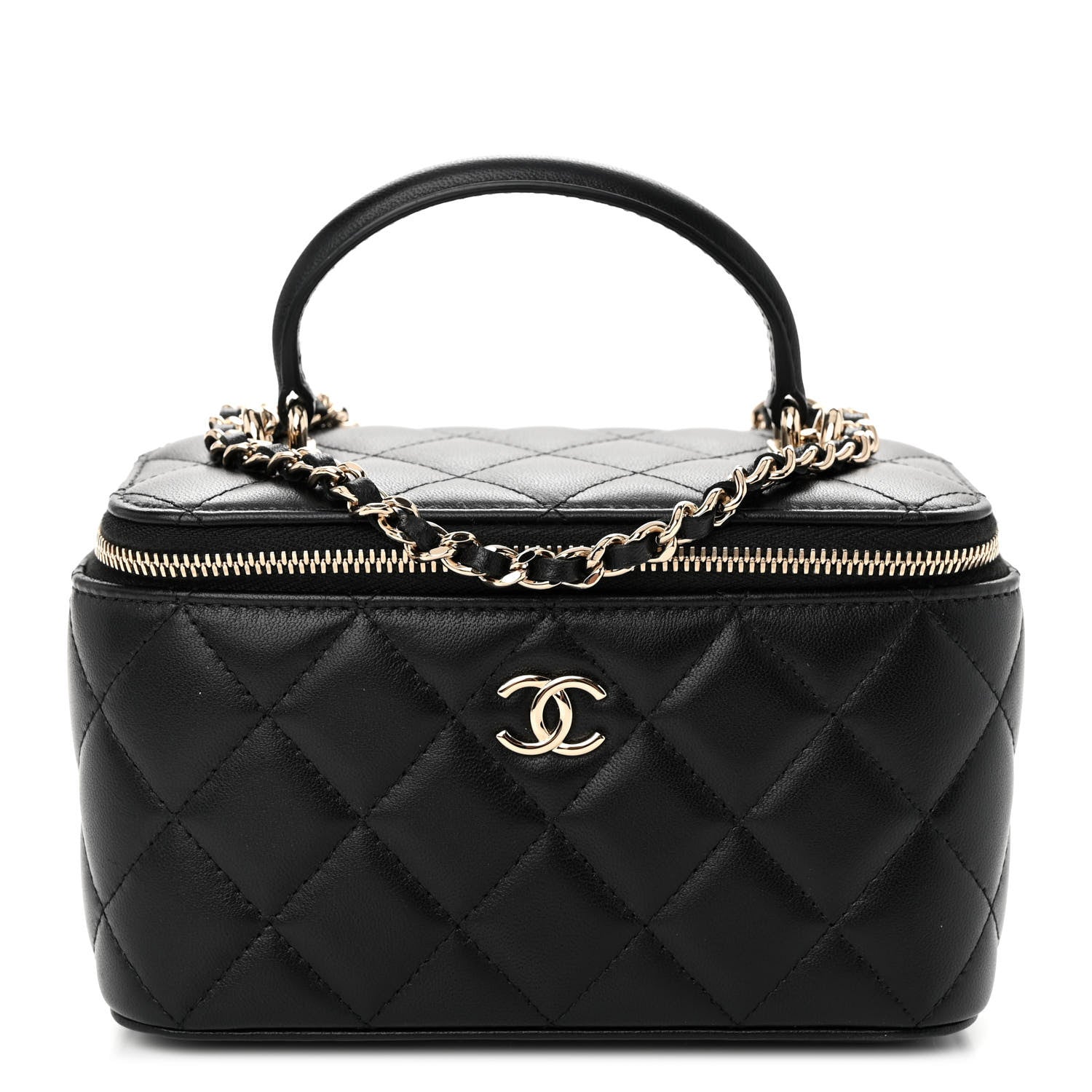 Chanel Lambskin Quilted Small Top Handle Vanity Case With Chain Black 1 of 11