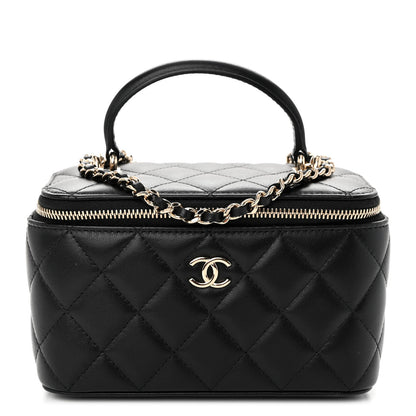 Chanel Lambskin Quilted Small Top Handle Vanity Case With Chain Black 1 of 11