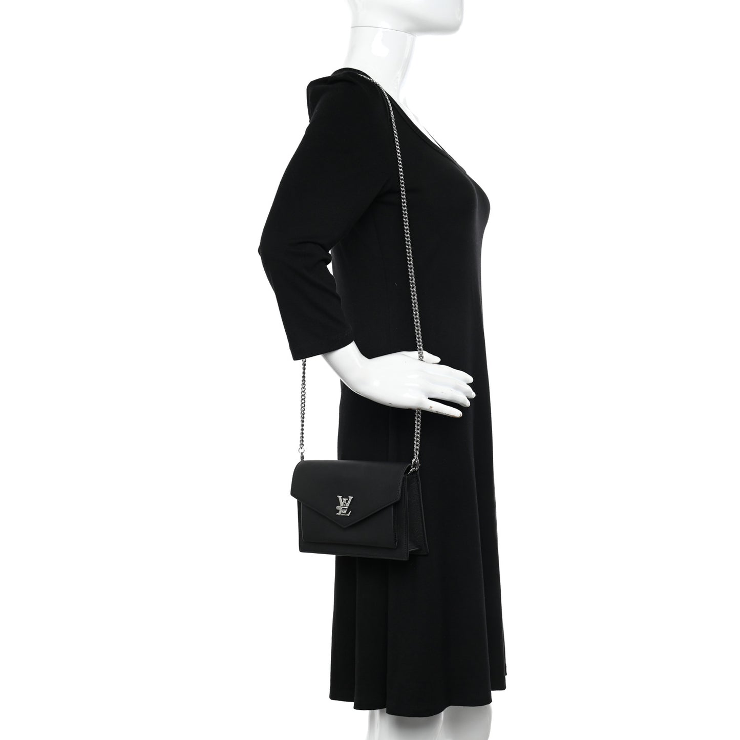Soft Calfskin My Lockme Chain Pochette Black