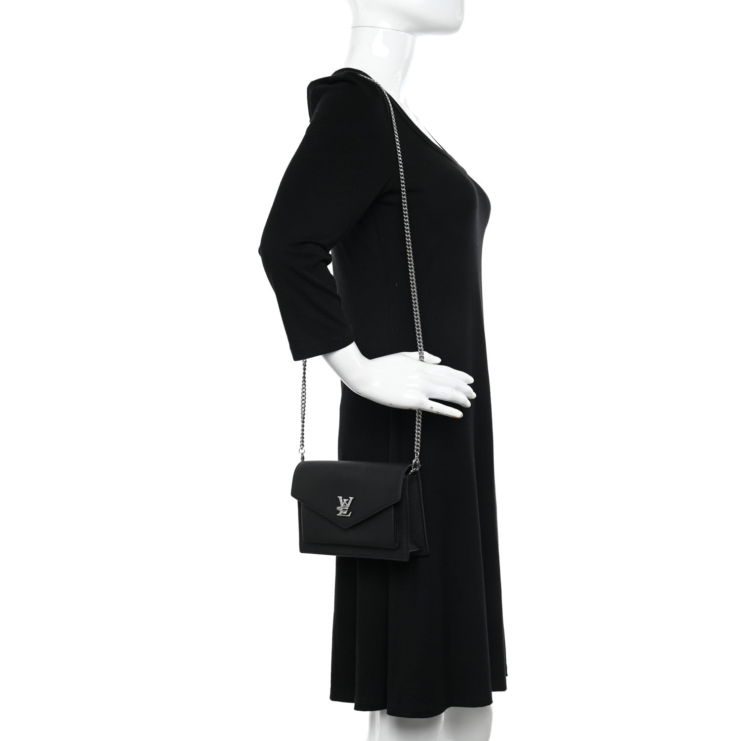 Louis Vuitton Soft Calfskin My Lockme Chain Pochette Black 2 of 11