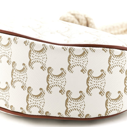 Celine Canvas Calfskin Ava Rope Triomphe Shoulder Bag White 12 of 12