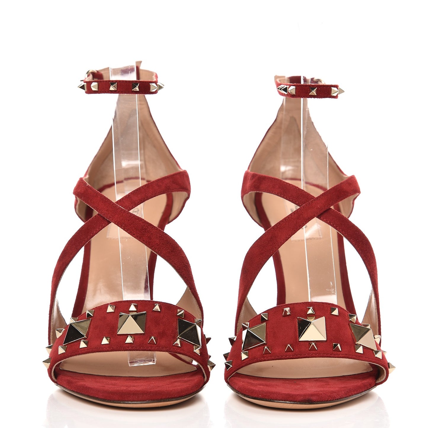 Suede Rockstud Lovestud Ankle Strap 100 Sandals 39.5 Rubino