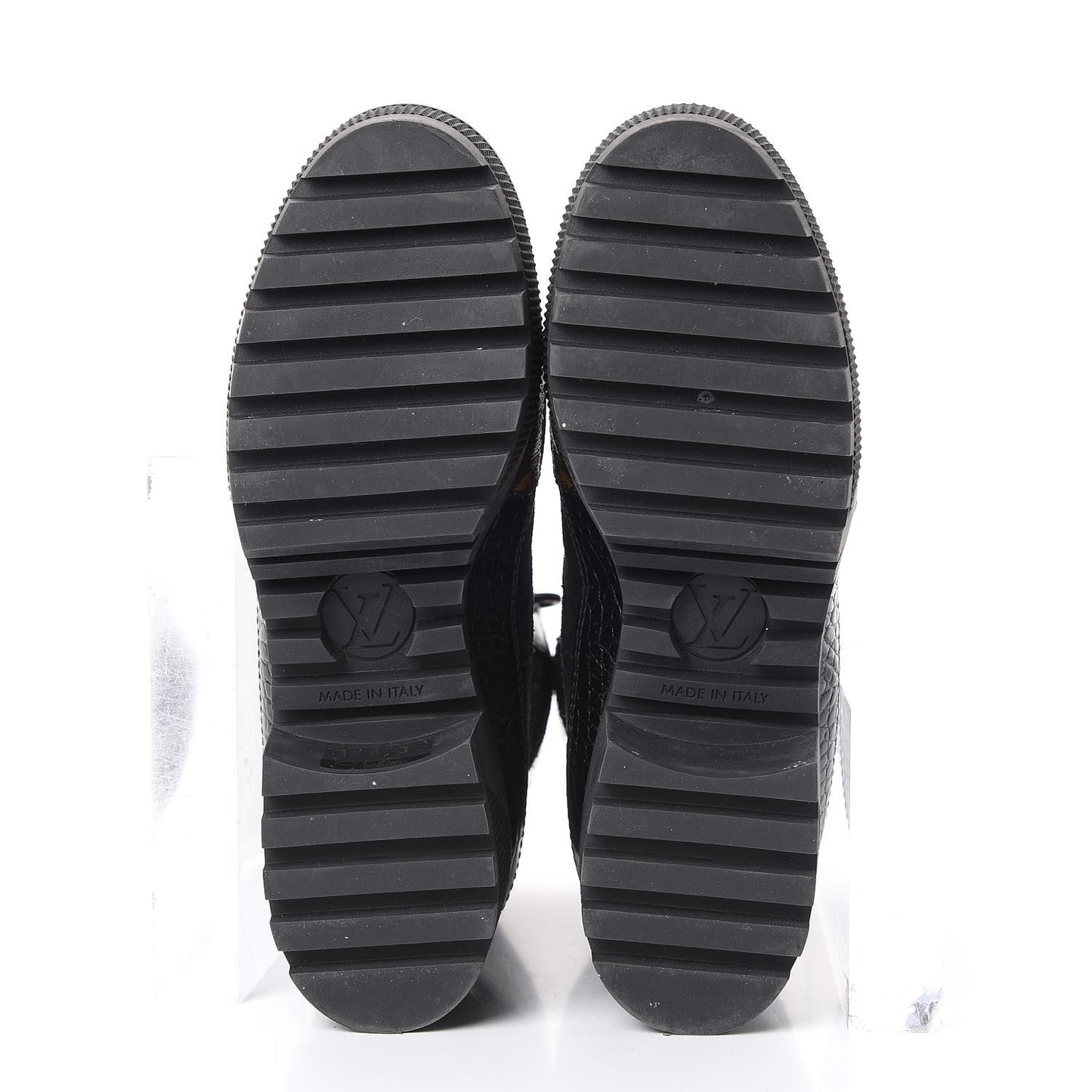 Suede Calfskin Monogram Laureate Platform Desert Boots 36 Black