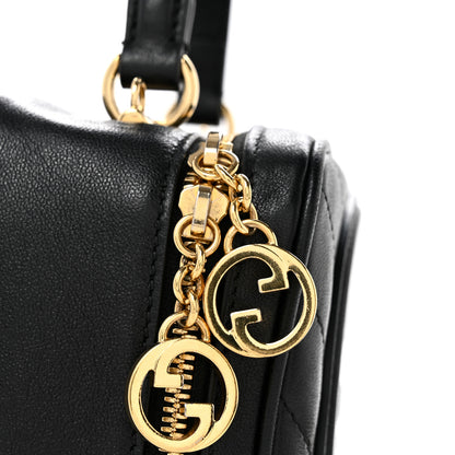 Gucci Sakai Be Green Calfskin Diagonal Stitched Blondie Top Handle Bag Black 12 of 14