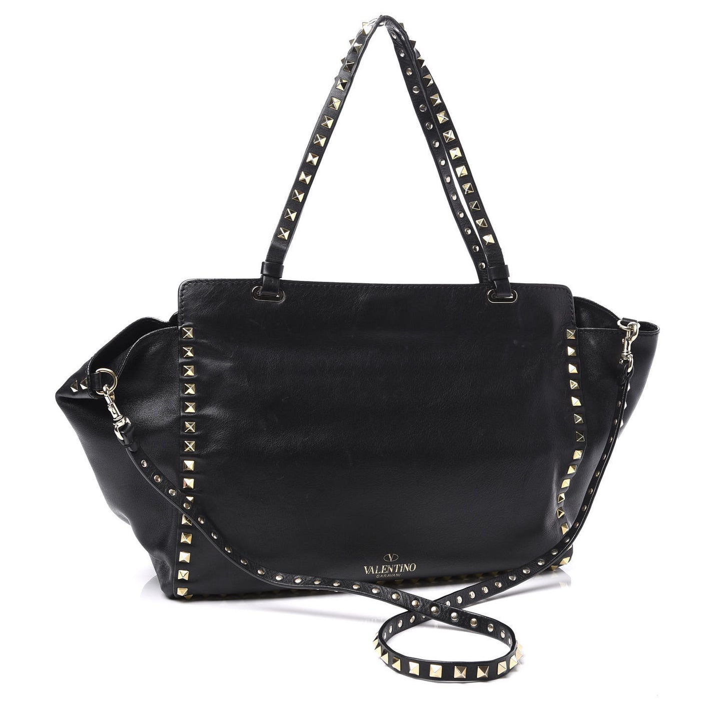 Vitello Medium Rockstud Tote Black