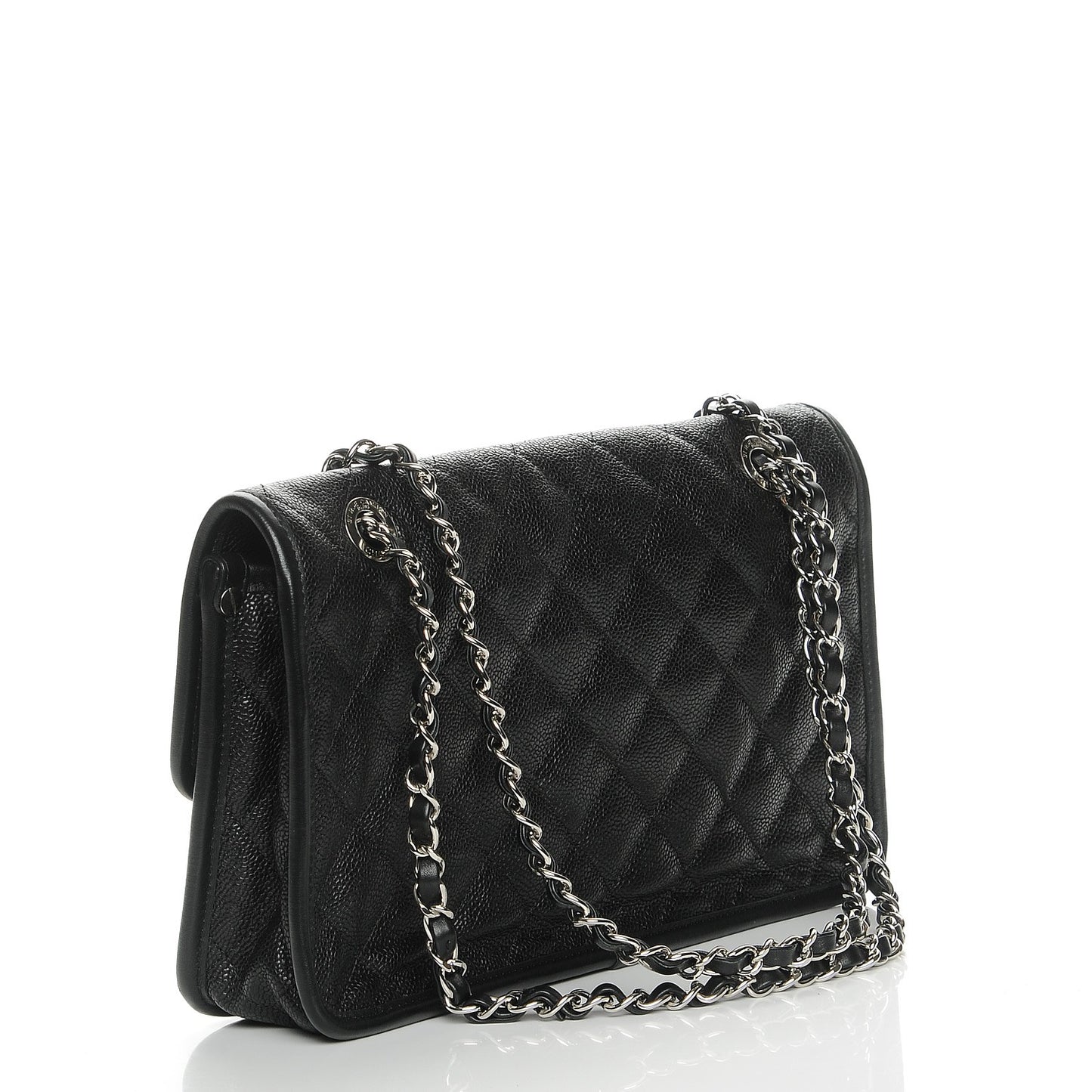 Caviar Quilted Medium French Riviera Flap Black