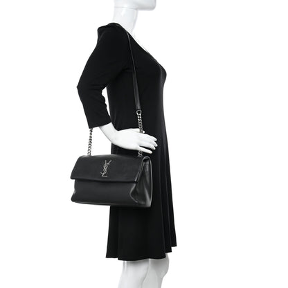 Saint Laurent Grain De Poudre Medium West Hollywood Monogram Fold-Over Black 2 of 12