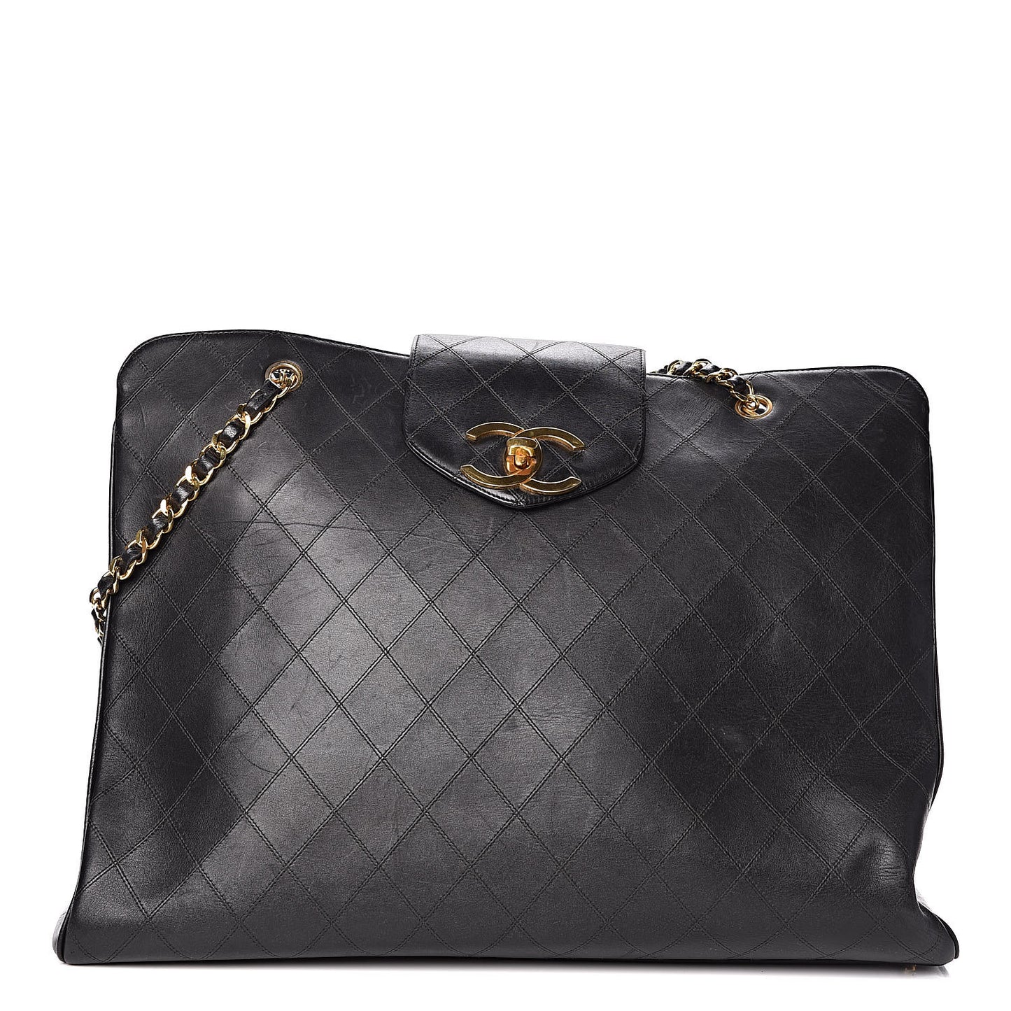 Calfskin Stitched XL Weekender Black