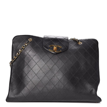 Chanel Calfskin Stitched XL Weekender Black 1 of 25