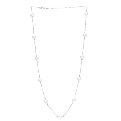 Mikimoto 18K White Gold Akoya Cultured Pearl 6.5mm Station Necklace 3 of 6