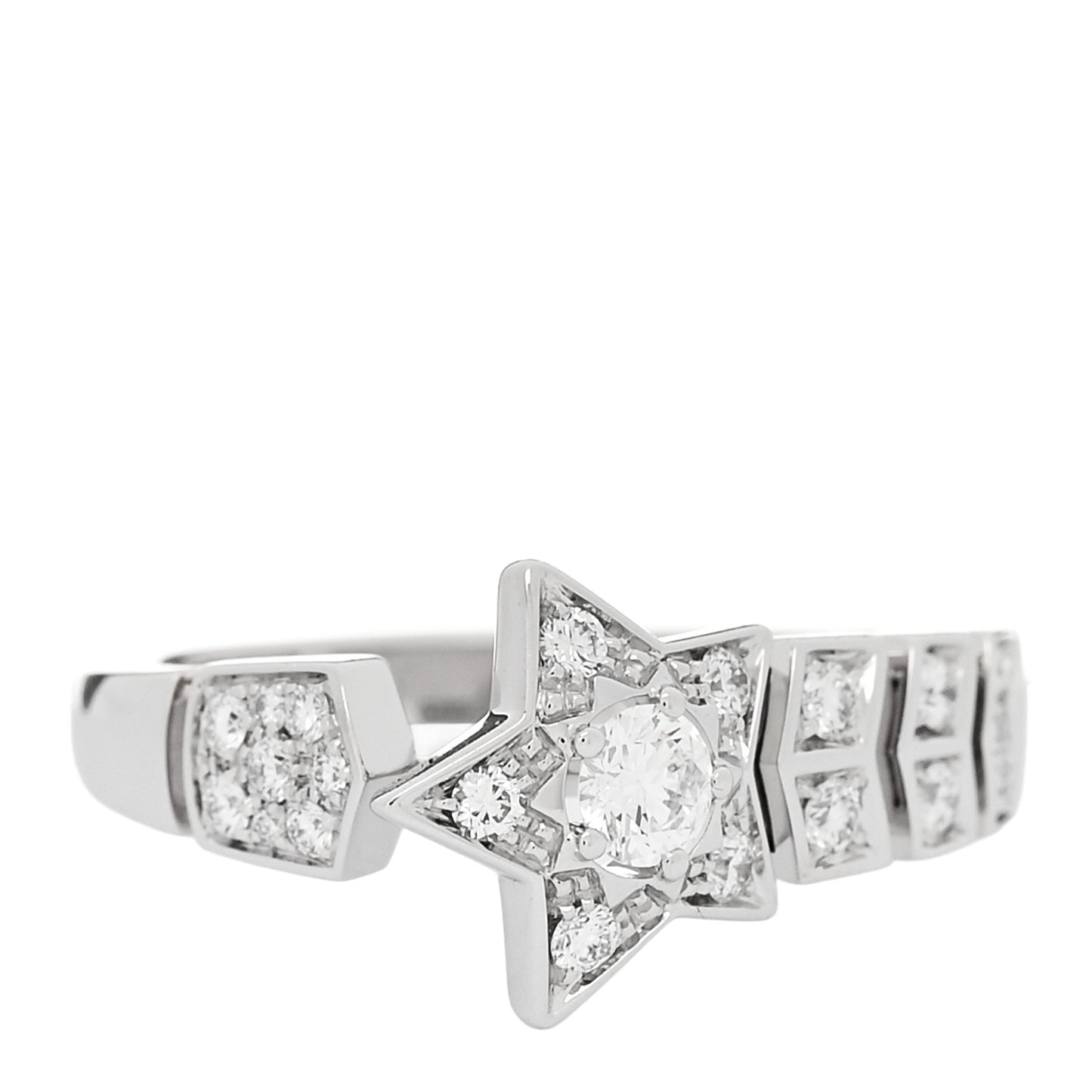 18K White Gold Diamond Comete Chevron Ring 53 6.5