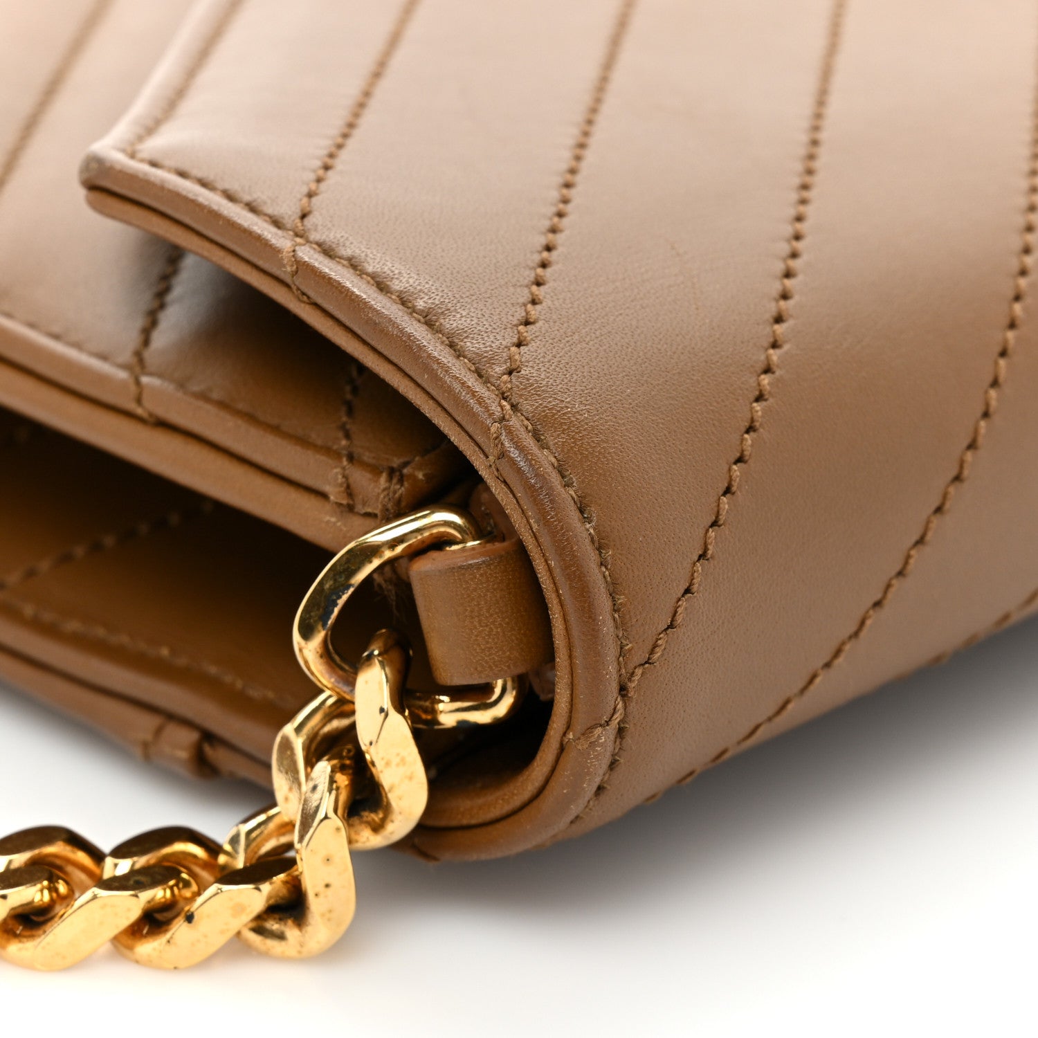 Saint Laurent Calfskin Matelasse Chevron Medium Monogram Satchel Brick 15 of 17