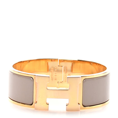 Hermes Enamel Wide Clic Clac H Bracelet GM Beige Rose 1 of 6