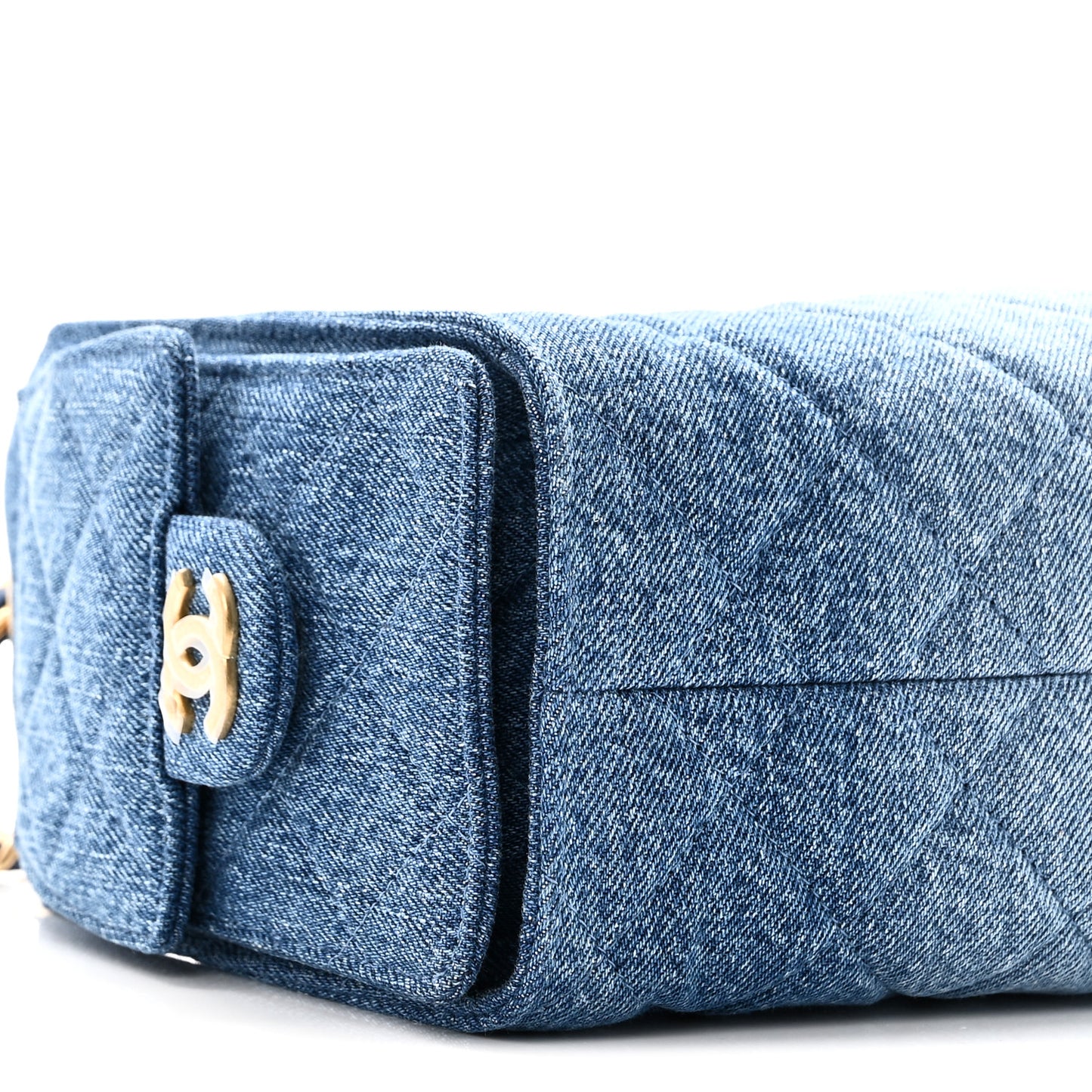 Washed Denim Quilted Mini Chanel 25 Handbag Blue