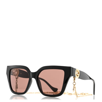 Gucci Acetate Square Frame Chain Sunglasses GG1023S Black 1 of 8