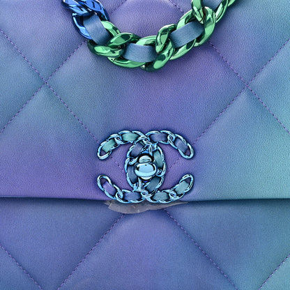 Chanel Tie Dye Calfskin Quilted Medium Chanel 19 Flap Blue Purple 8 of 11