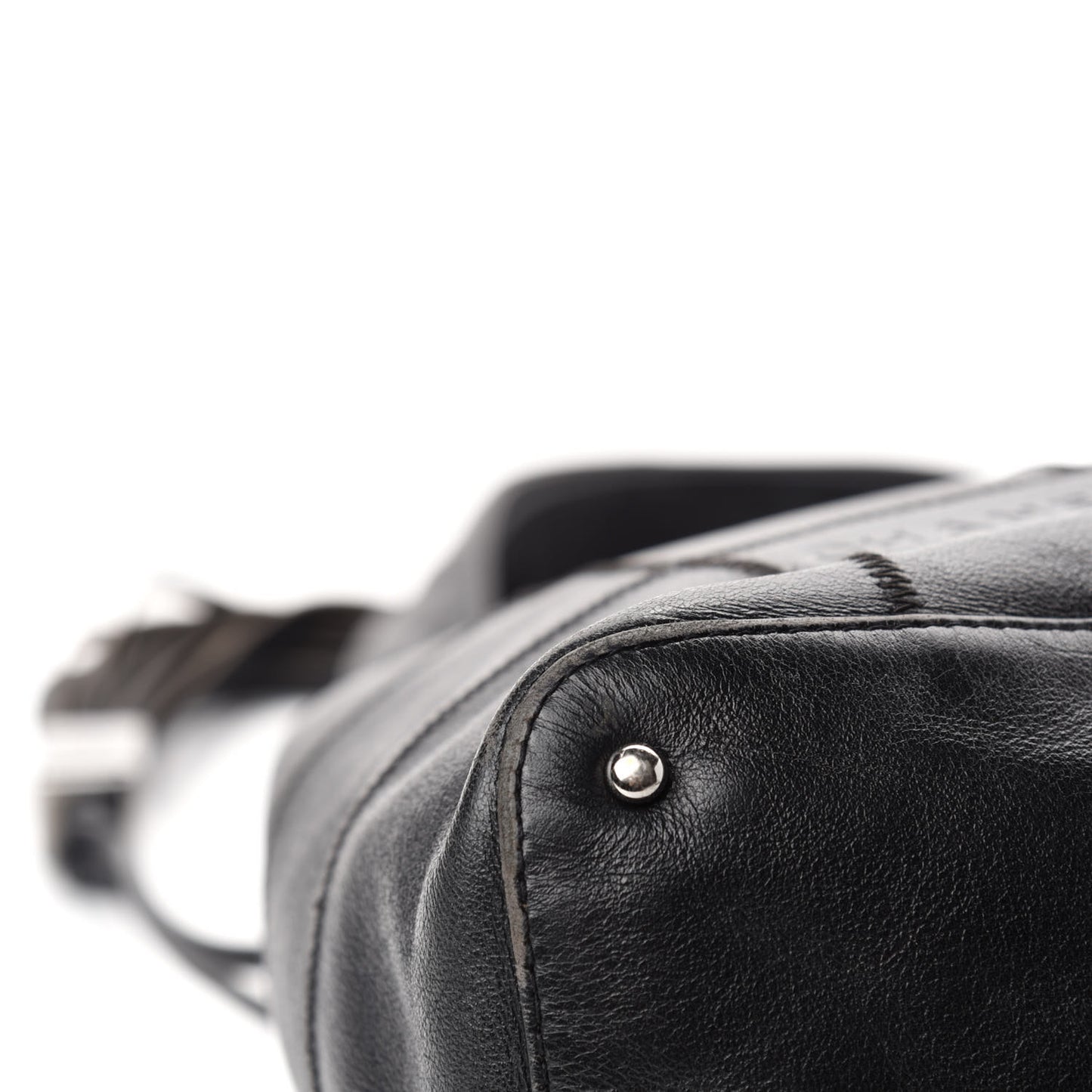 Calfskin Square Stitched Tassel Hobo Black