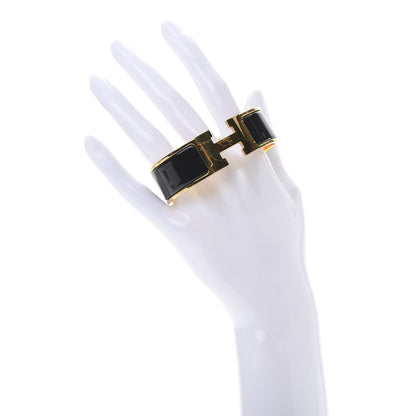 Hermes Enamel Wide Clic Clac H Bracelet GM Black 2 of 6