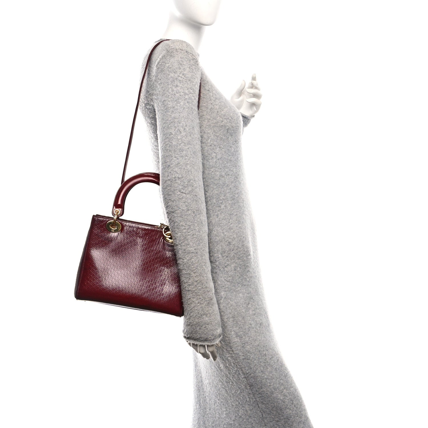Christian Dior Patent Diorissimo Medium Lady Dior Burgundy Red 2 of 11