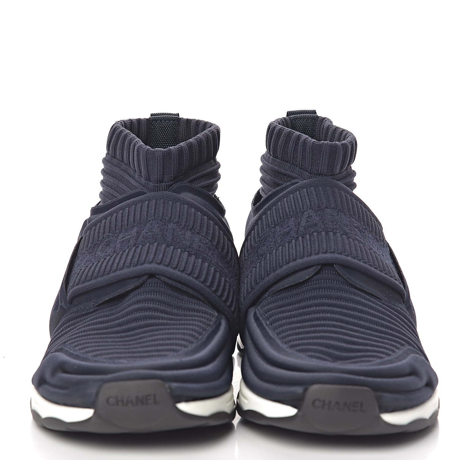Chanel Stretch Fabric Womens CC Sneakers 37 Blue 2 of 11