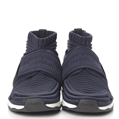 Chanel Stretch Fabric Womens CC Sneakers 37 Blue 2 of 11