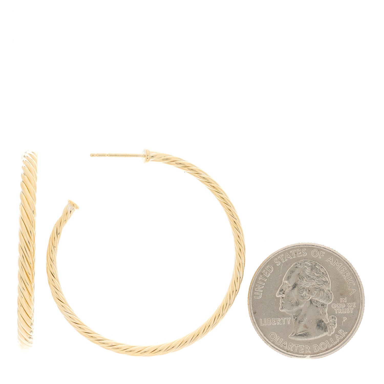 David Yurman 18K Yellow Gold Medium Cablespira Hoop Earrings 2 of 6