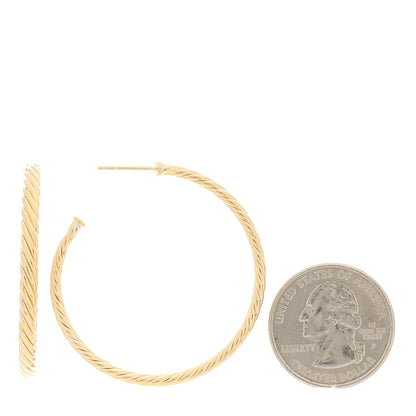 David Yurman 18K Yellow Gold Medium Cablespira Hoop Earrings 2 of 6