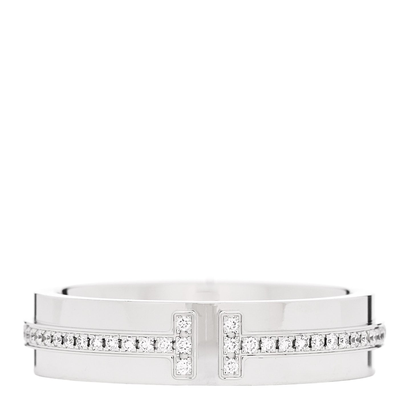 18K White Gold Diamond Narrow T Two Ring 49 5