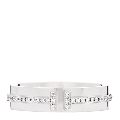 Tiffany 18K White Gold Diamond Narrow T Two Ring 49 5 1 of 5