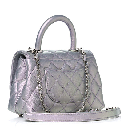 Chanel Iridescent Caviar Quilted Extra Mini Coco Handle Flap Purple 3 of 10
