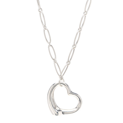 Tiffany Sterling Silver 35mm Elsa Peretti Open Heart Link Pendant Necklace 1 of 3