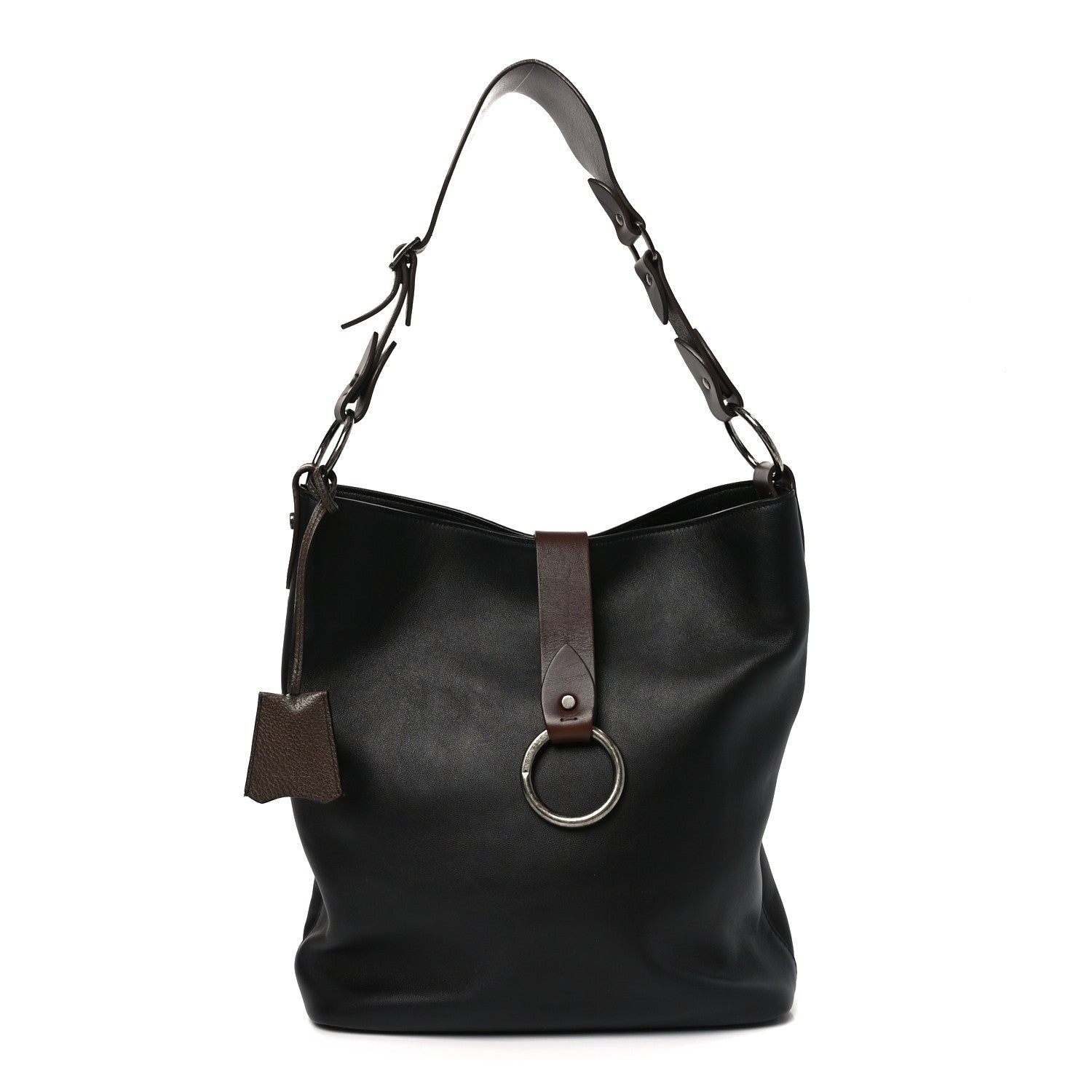 Saint Laurent Calfskin Ring Tote Black Brown 1 of 10
