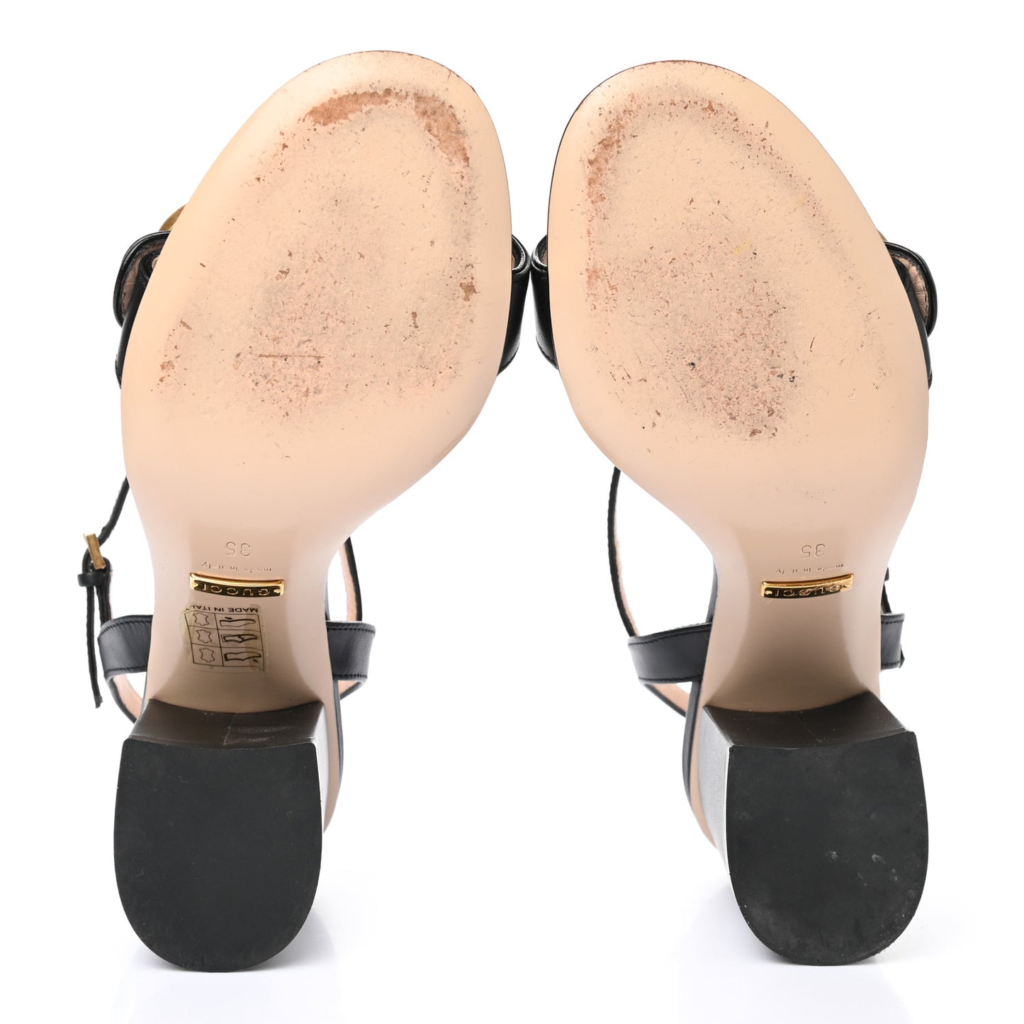 Lifford Calfskin GG Marmont Ankle Wrap 75mm Sandals 35 Black
