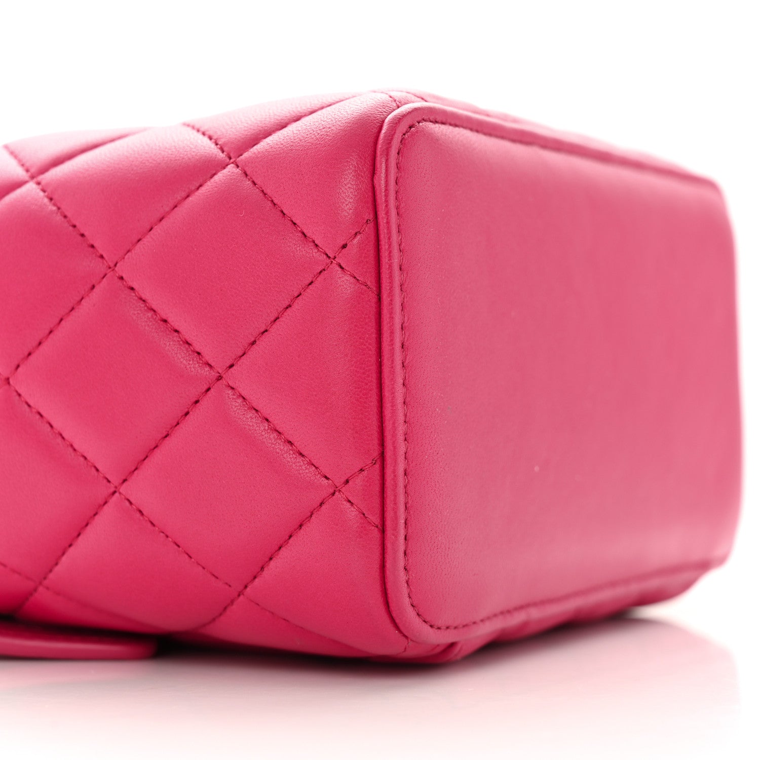 Chanel Lambskin Quilted Small Top Handle Vanity Case With Chain Dark Pink 9 of 14