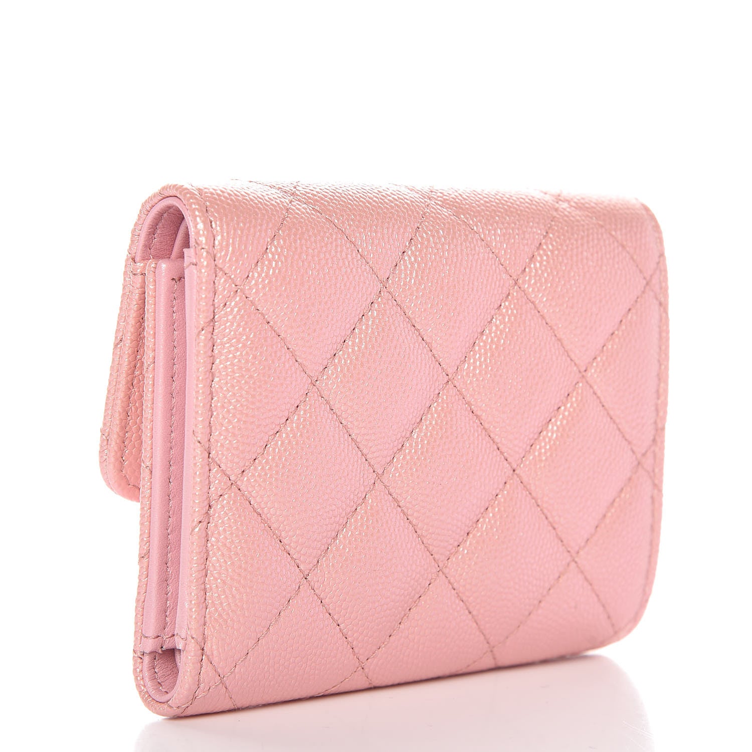 Chanel Iridescent Caviar Small Quilted Flap Wallet Rose Pink 3 of 9