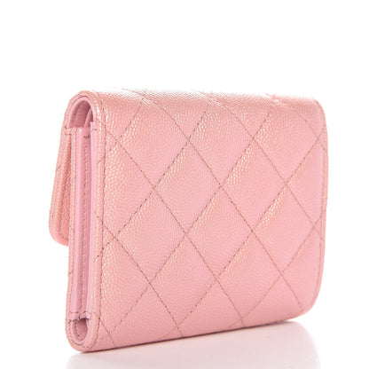 Chanel Iridescent Caviar Small Quilted Flap Wallet Rose Pink 3 of 9