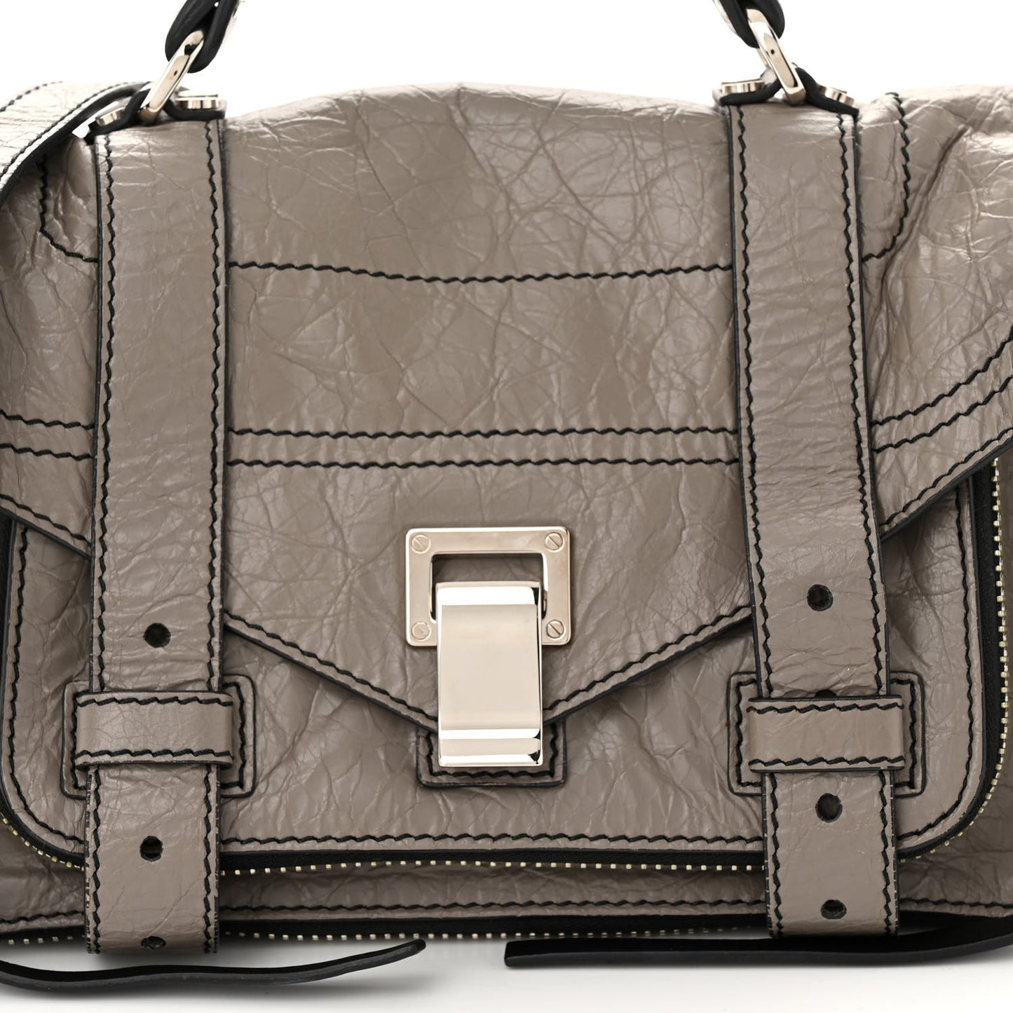 Paper Lambskin Tiny PS1 Plus Zip Satchel Dark Taupe